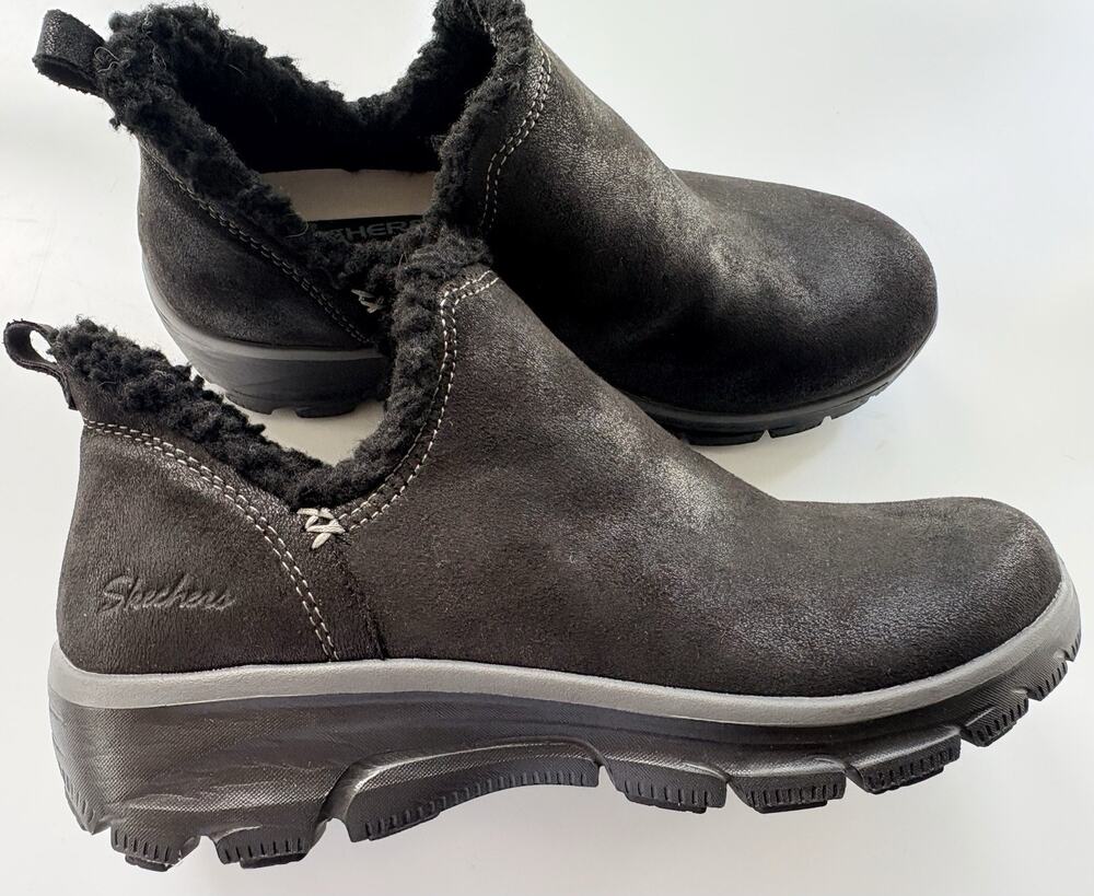 Skechers Easy Going Boots Womens 7.5 Ankle Bootie Black Relaxed Fit 49537